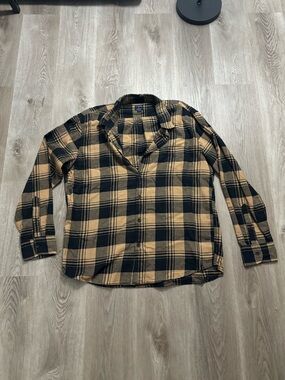 J. Crew Black and Tan Plaid Long-Sleeve Button-Down Shirt